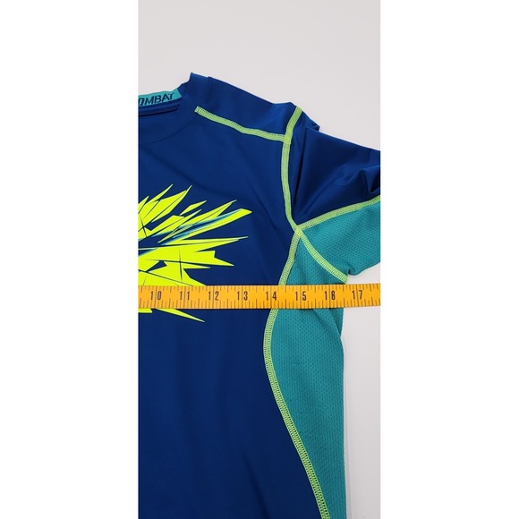 Nike Pro Combat Shirt Dri Fit YOUTH L Long Sleeve Blue Yellow Logo Swoosh Large - Picture 9 of 11